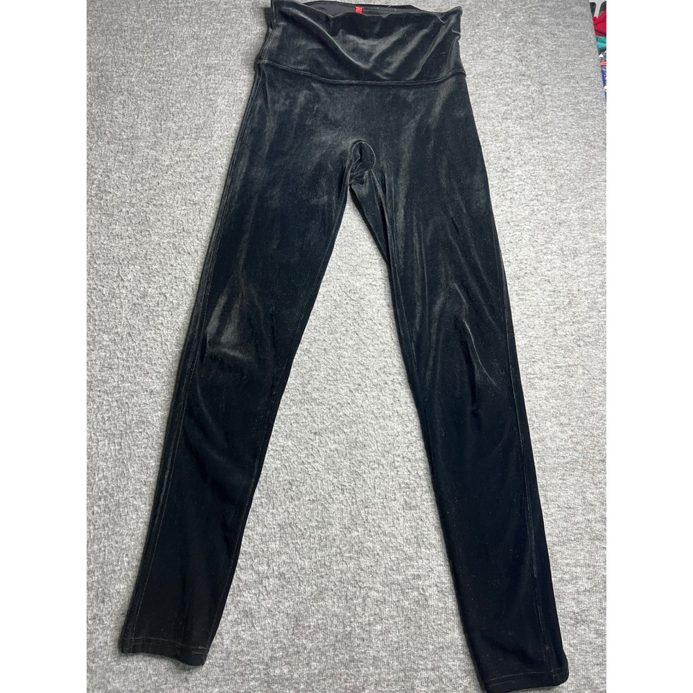 Spanx Velvet Leggings Black High Waisted Shaping Slimming Pants 2070 Womens Med